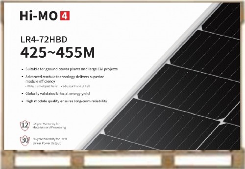LONGI Bifacial Solar Panel Mono LONGI LR4- 72HBD-450M / 30 buc / 0,34 euro/watt / Silver Frame